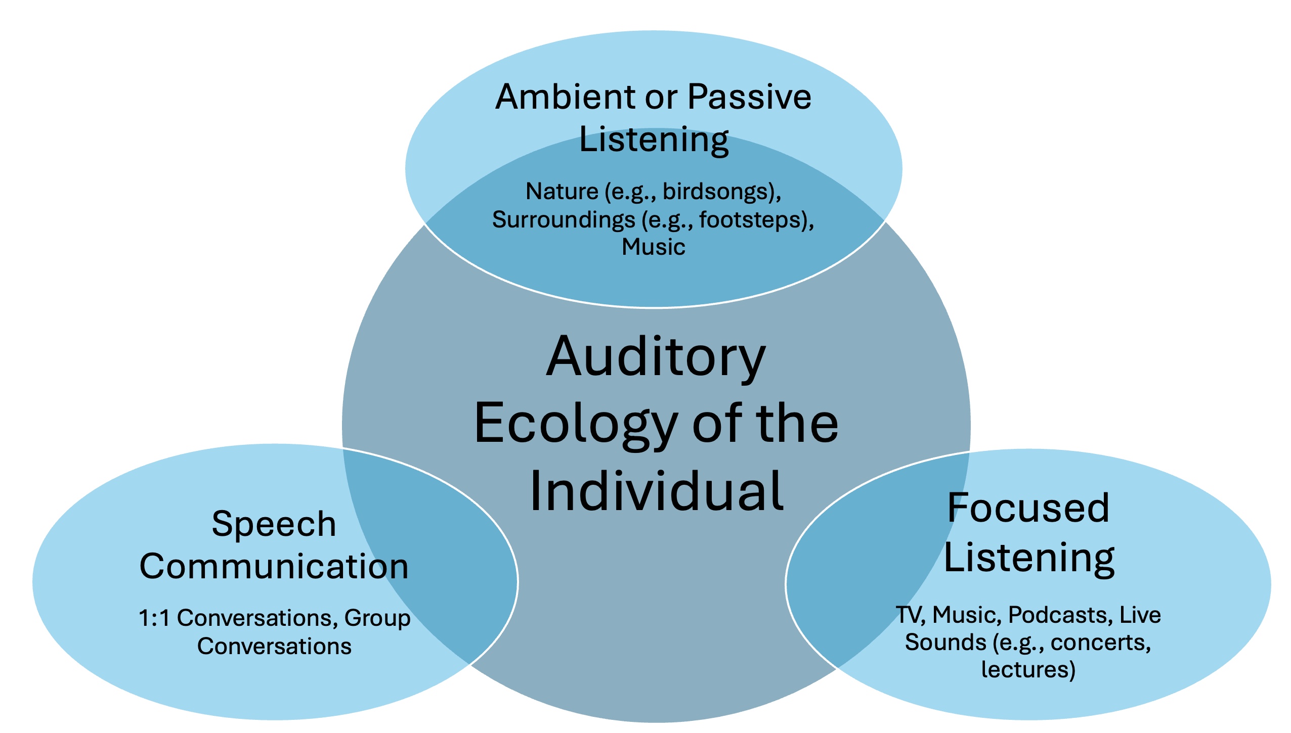 Figure 2. Three broad categories of an individual’s auditory ecology with examples of each.