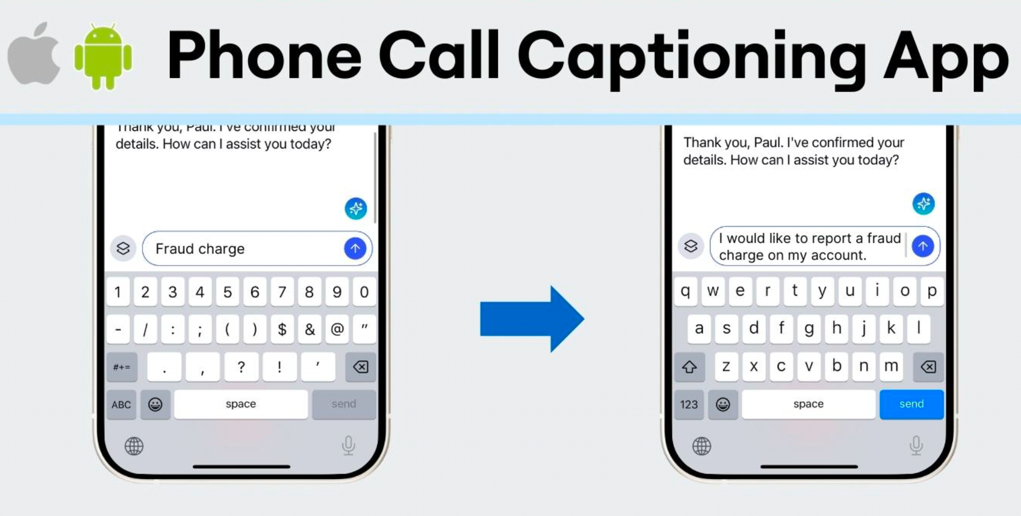Two iPhone screens side by side showing the InnoCaption AI Refine feature.