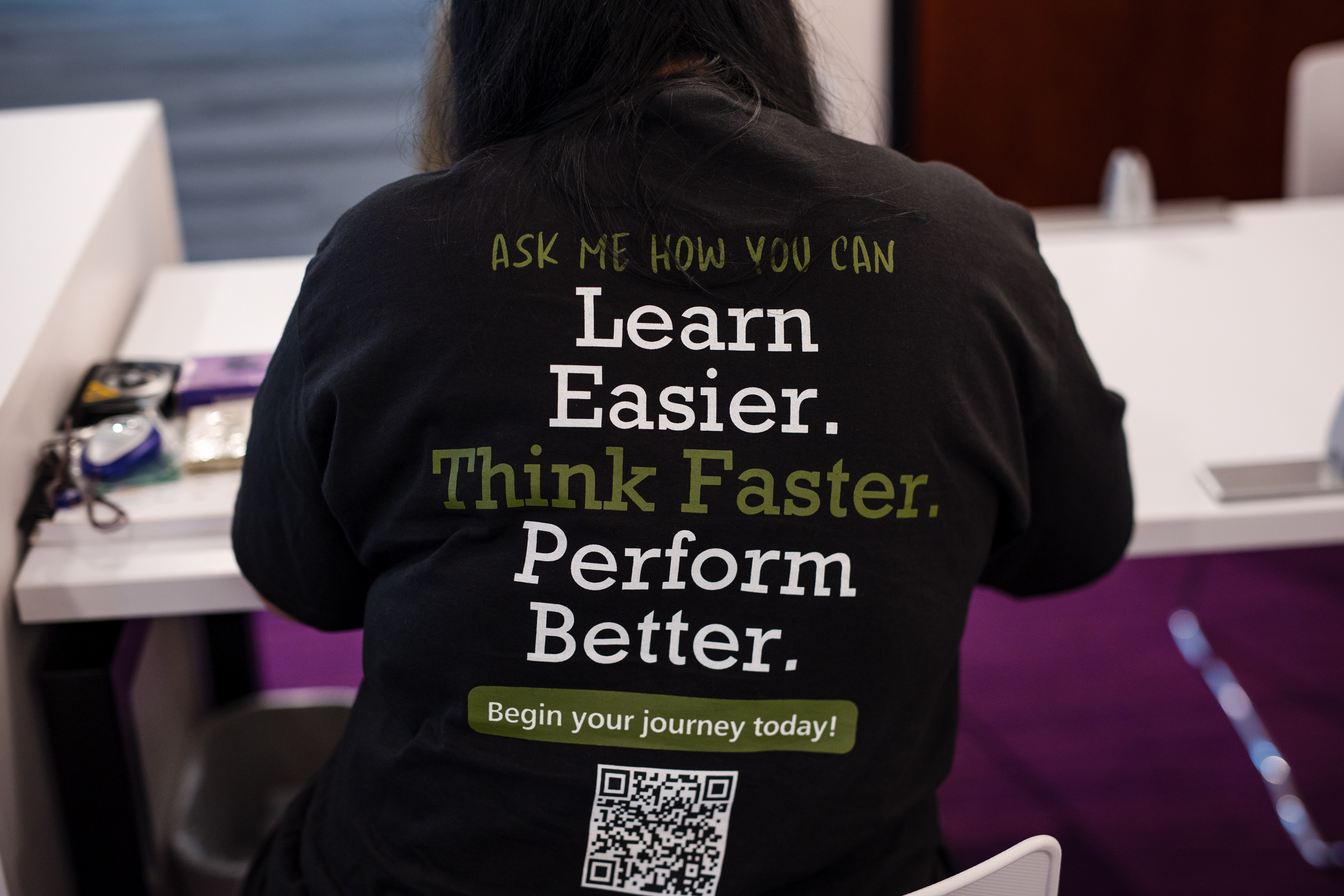 team member in tshirt with writing